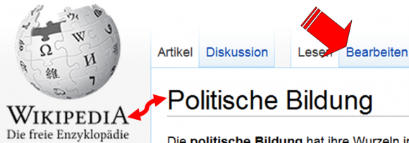 Wikipedia und politische Bildung (beinhaltet Screenshot von http://de.wikipedia.org/wiki/Politische_Bildung)