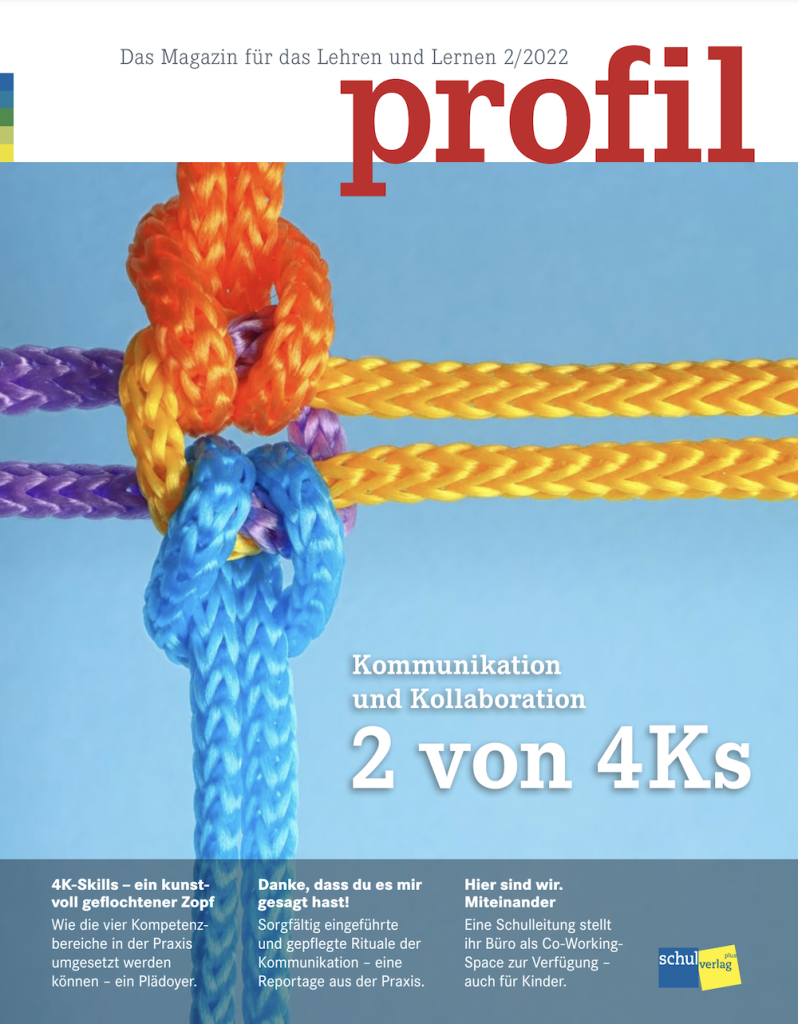 Cover der Zeitschrift „profil“, mit einem Knoten von vier Seilen in vier Farben